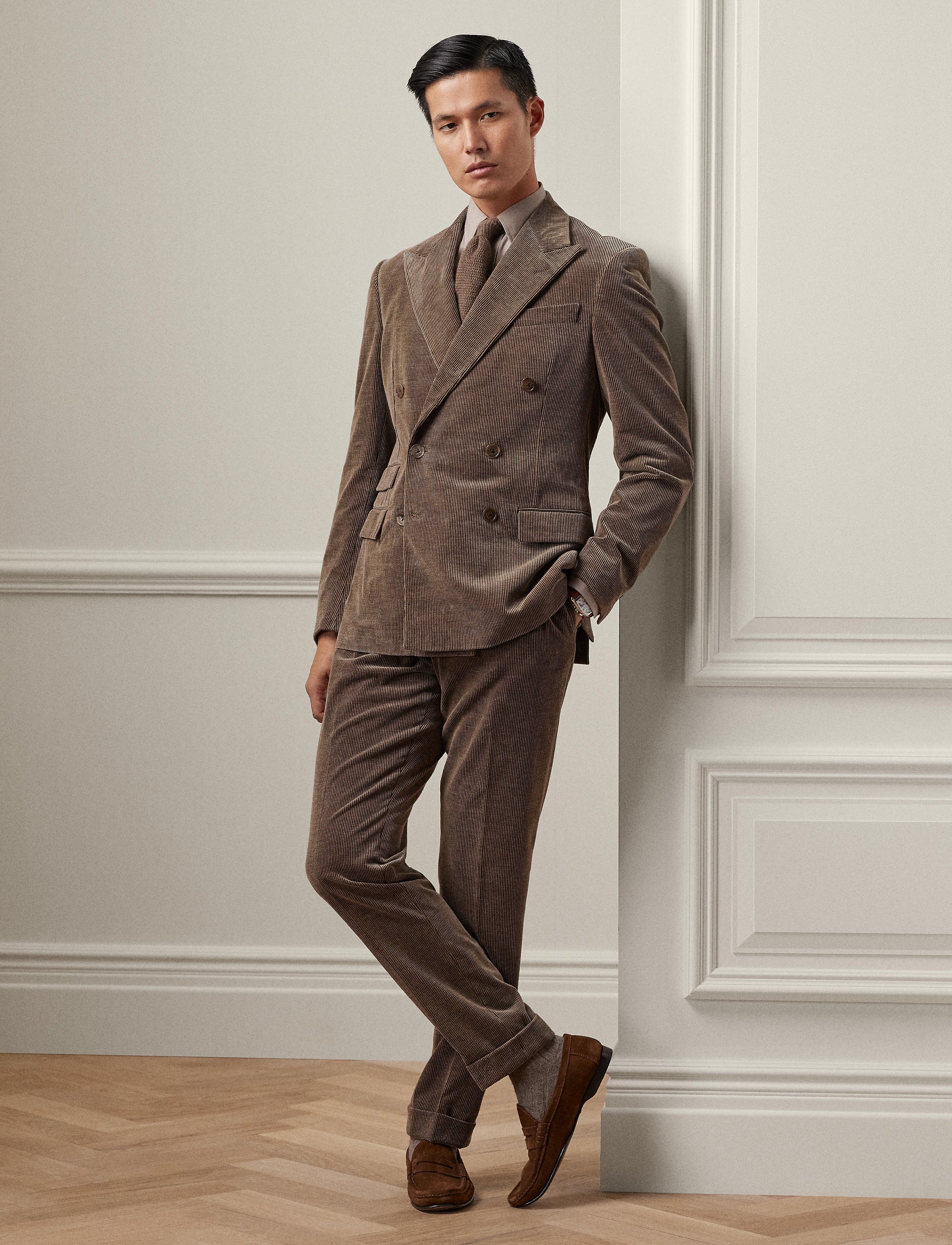 Kent velvet suit jacket - Dark Taupe Heather