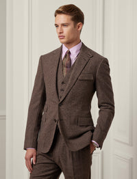 Kent 3-piece suit in wool - Dark Taupe & Multicolour