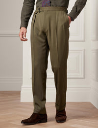 Pantalon Gregory en sergé de laine - Olive