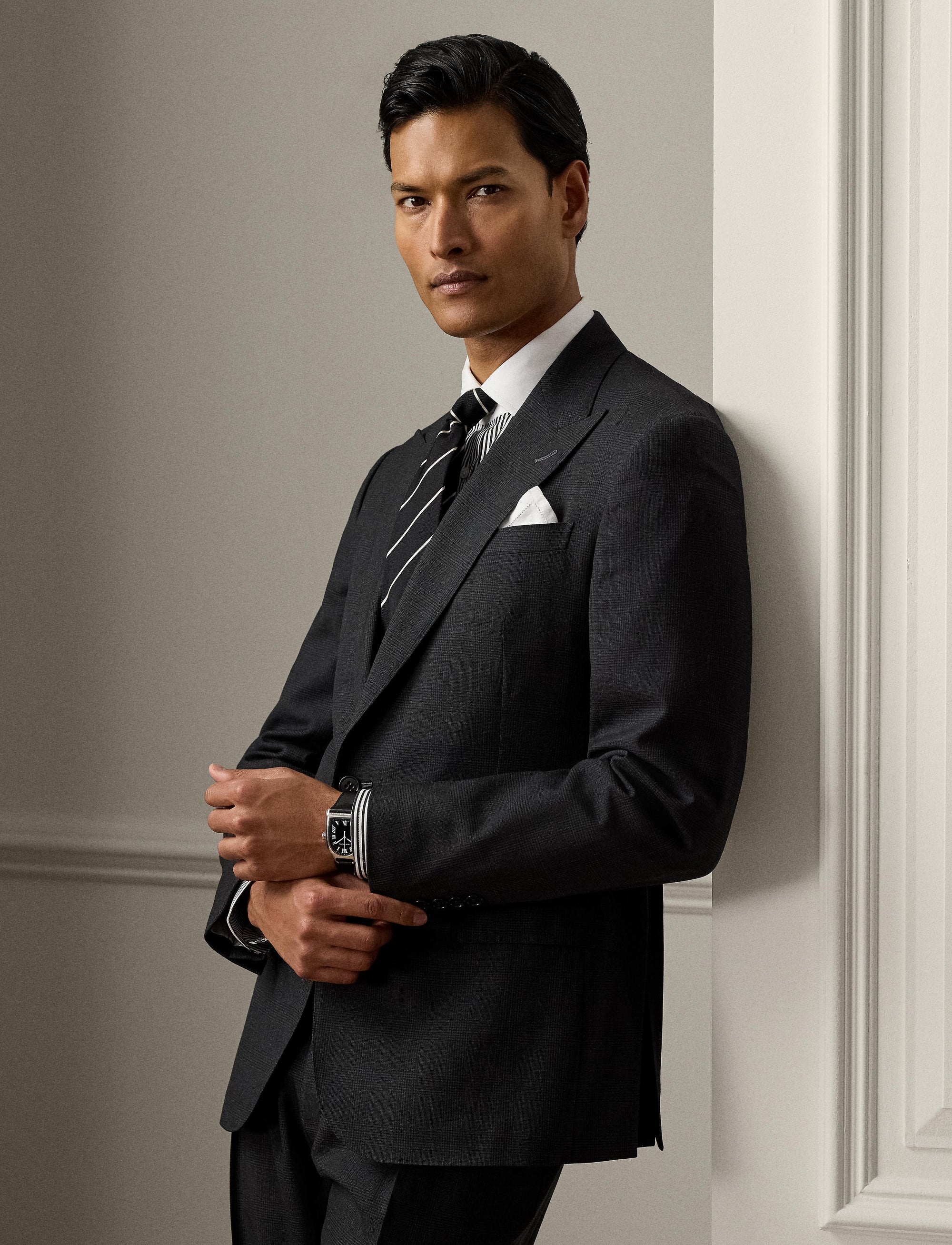 Costume Kent prince-de-galles en laine - Charcoal & Dark Grey