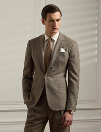 Costume Kent prince-de-galles en laine - Tan, Brown With Purple Deco