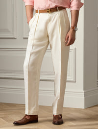 Pantalon de costume en lin et soie mélangé - Classic Cream