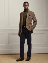 Blazer Kent pied-de-poule en cachemire et laine mélangé - Dark Brown, Multicolore With Burgundy Deco