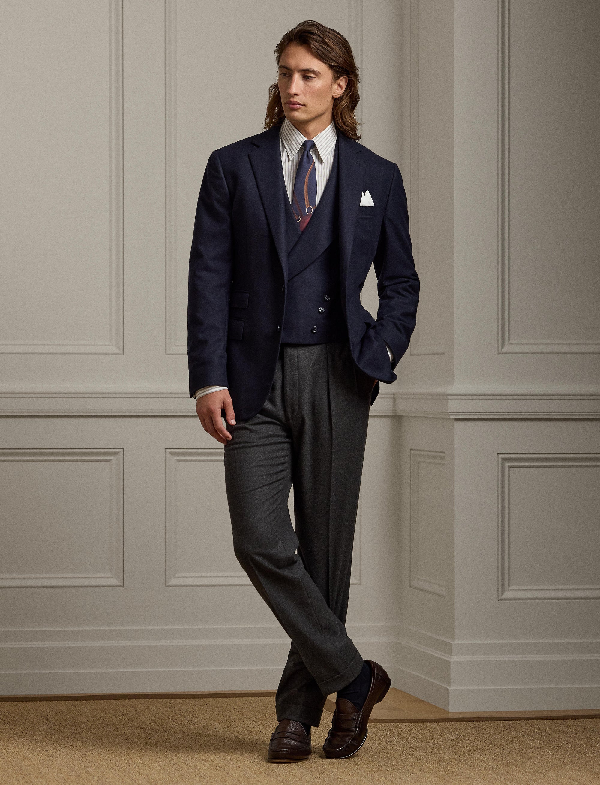 Wool flannel cardigan - Navy