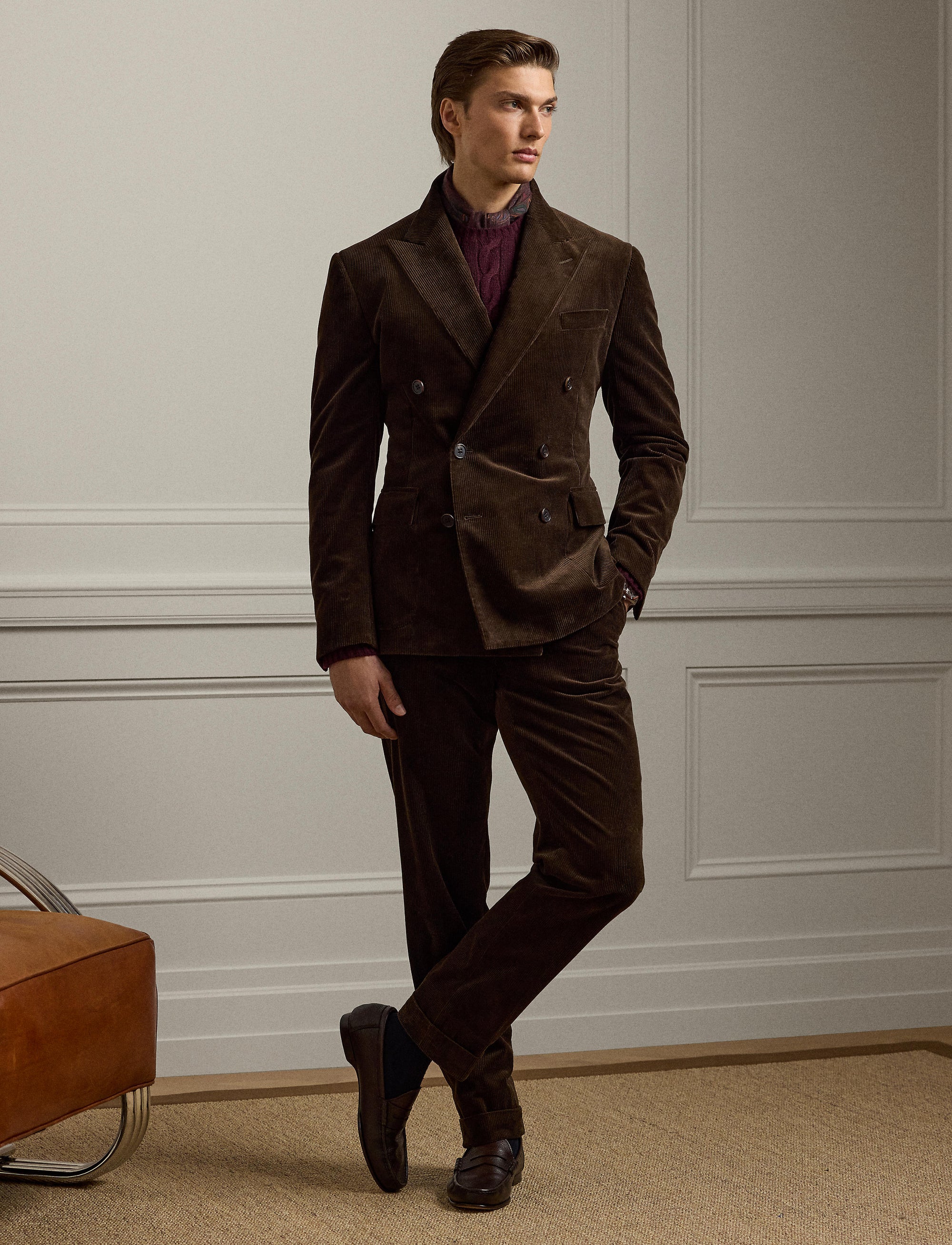 Veste de costume Kent en velours - Luggage Brown