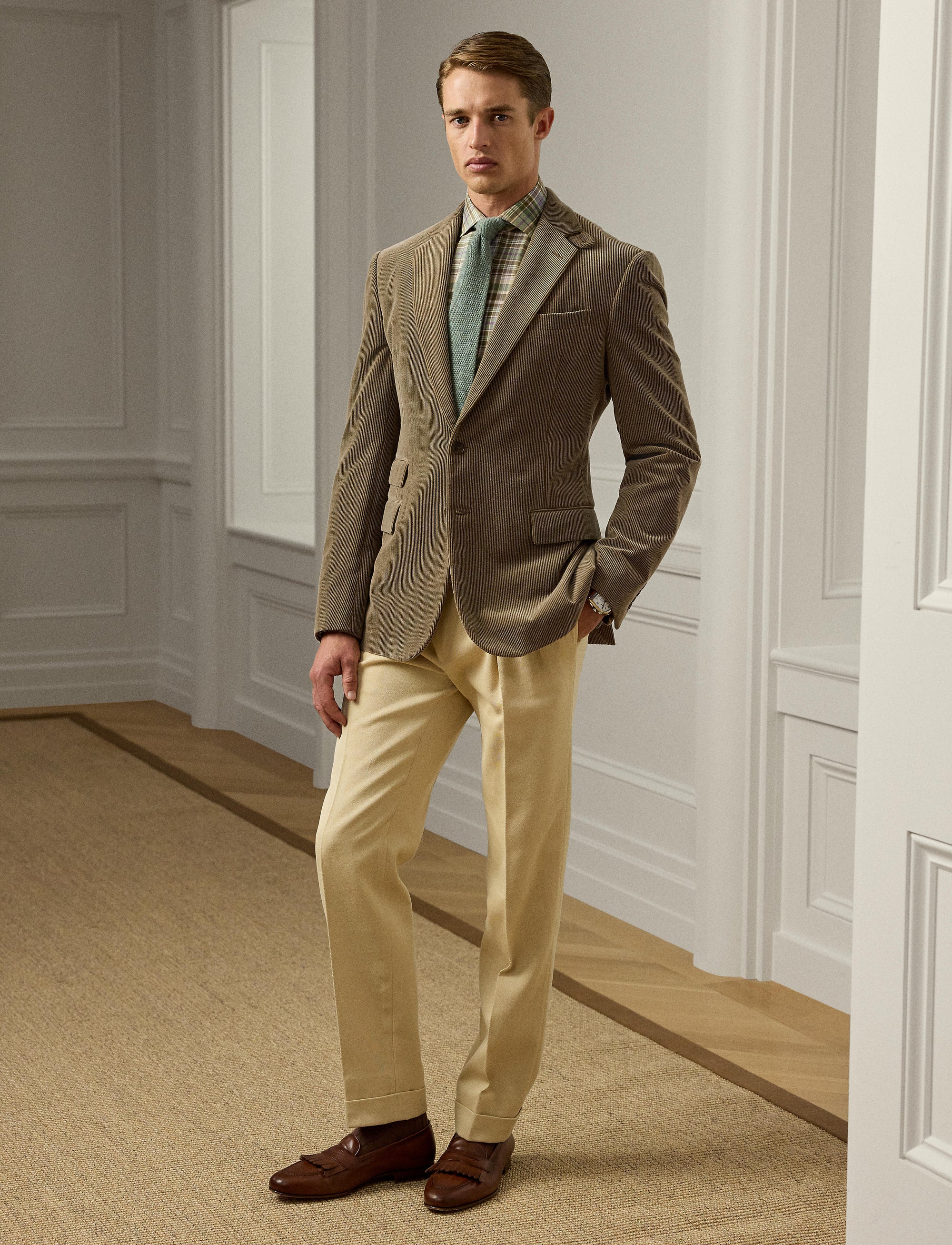 Veste de costume Kent en velours - Camel Melange