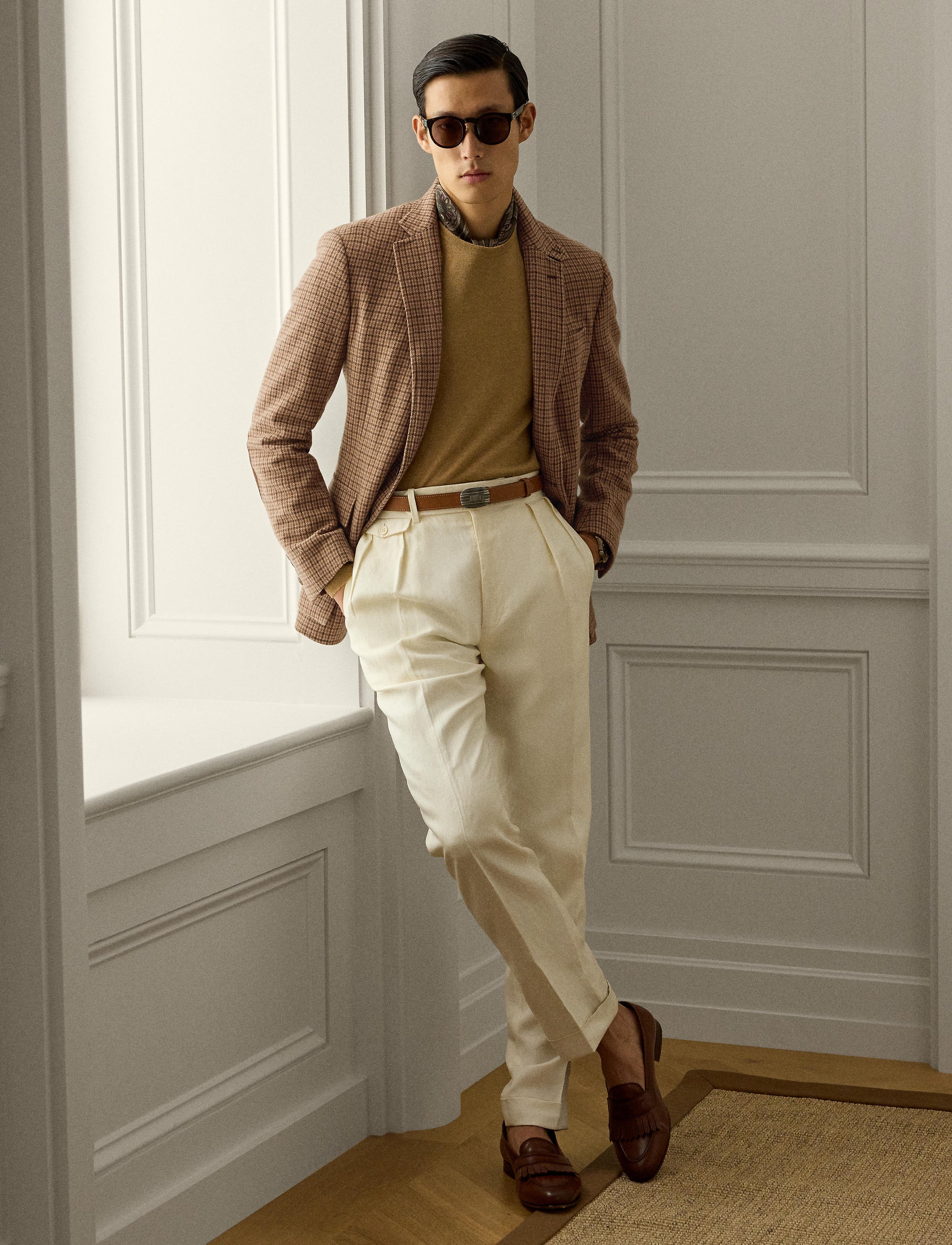 Blazer Kent à carreaux en cachemire et laine mélangé - Tan, Brown & Multicolore