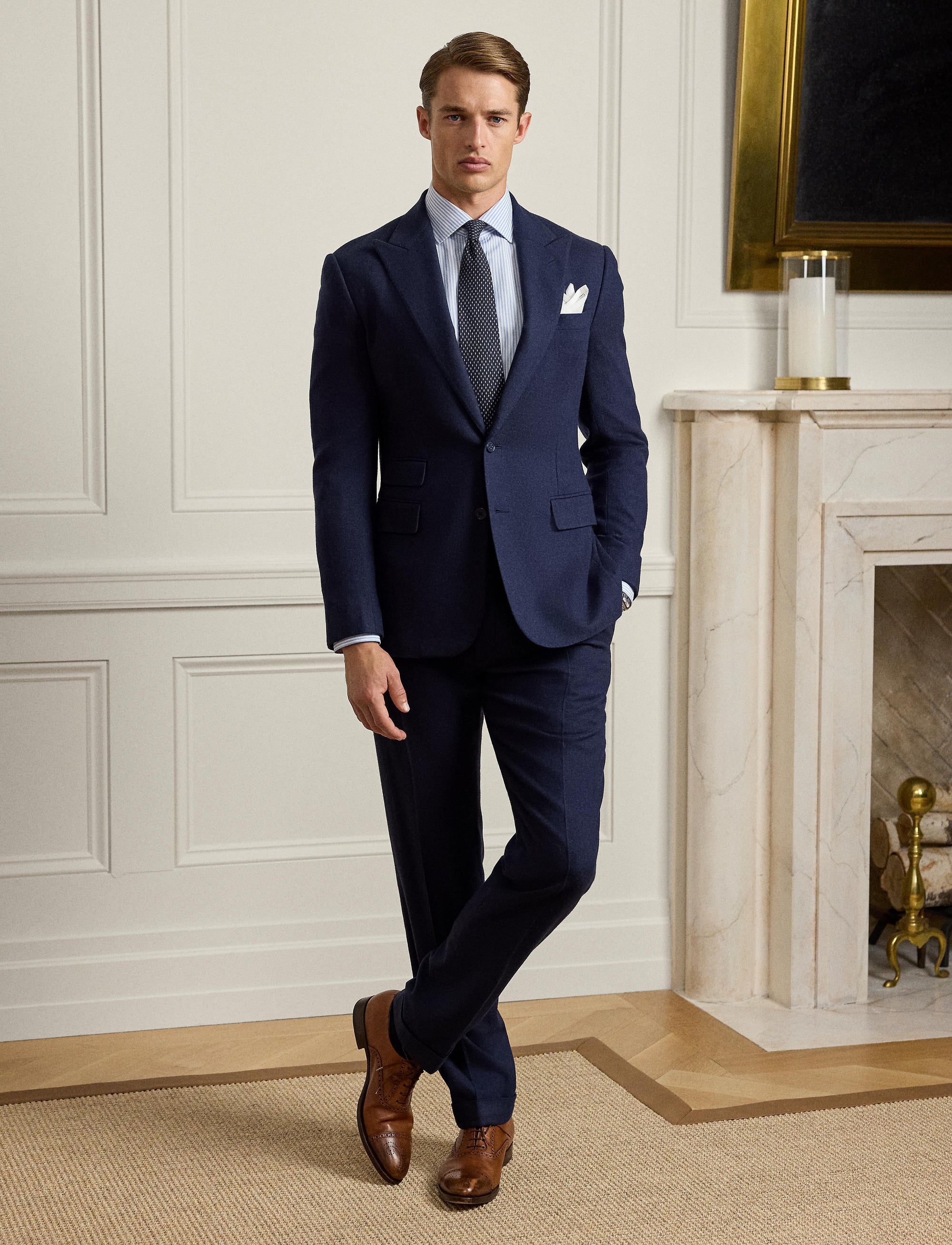 Veste Kent à chevrons en laine - Navy