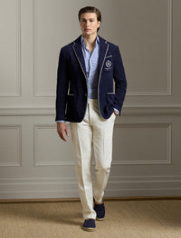 Embroidered cotton terry blazer - Classic Chairman Navy