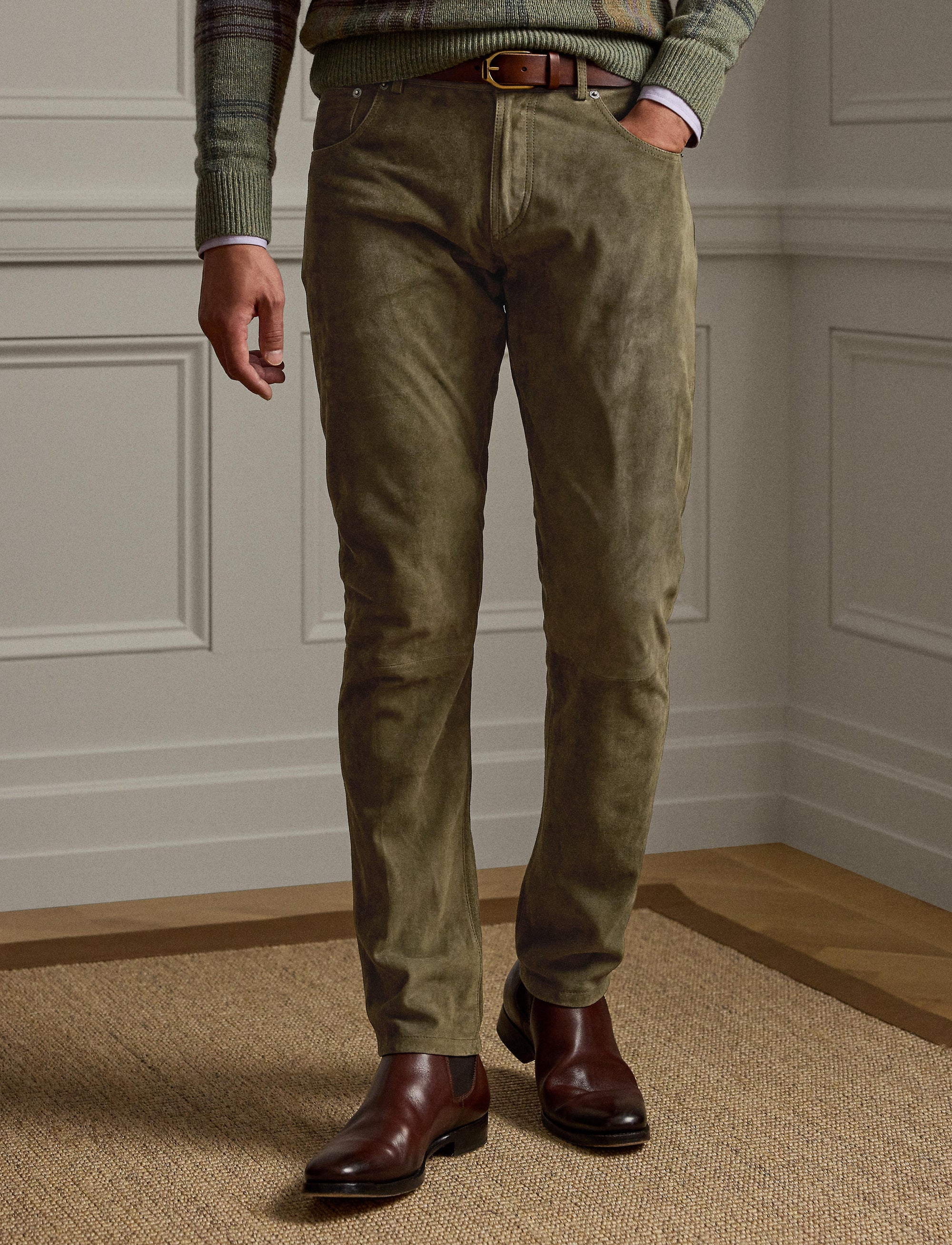 Pantalon cinq poches en daim - Thicket Moss