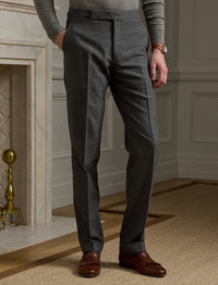 Gregory wool flannel trousers - Medium Grey Heather