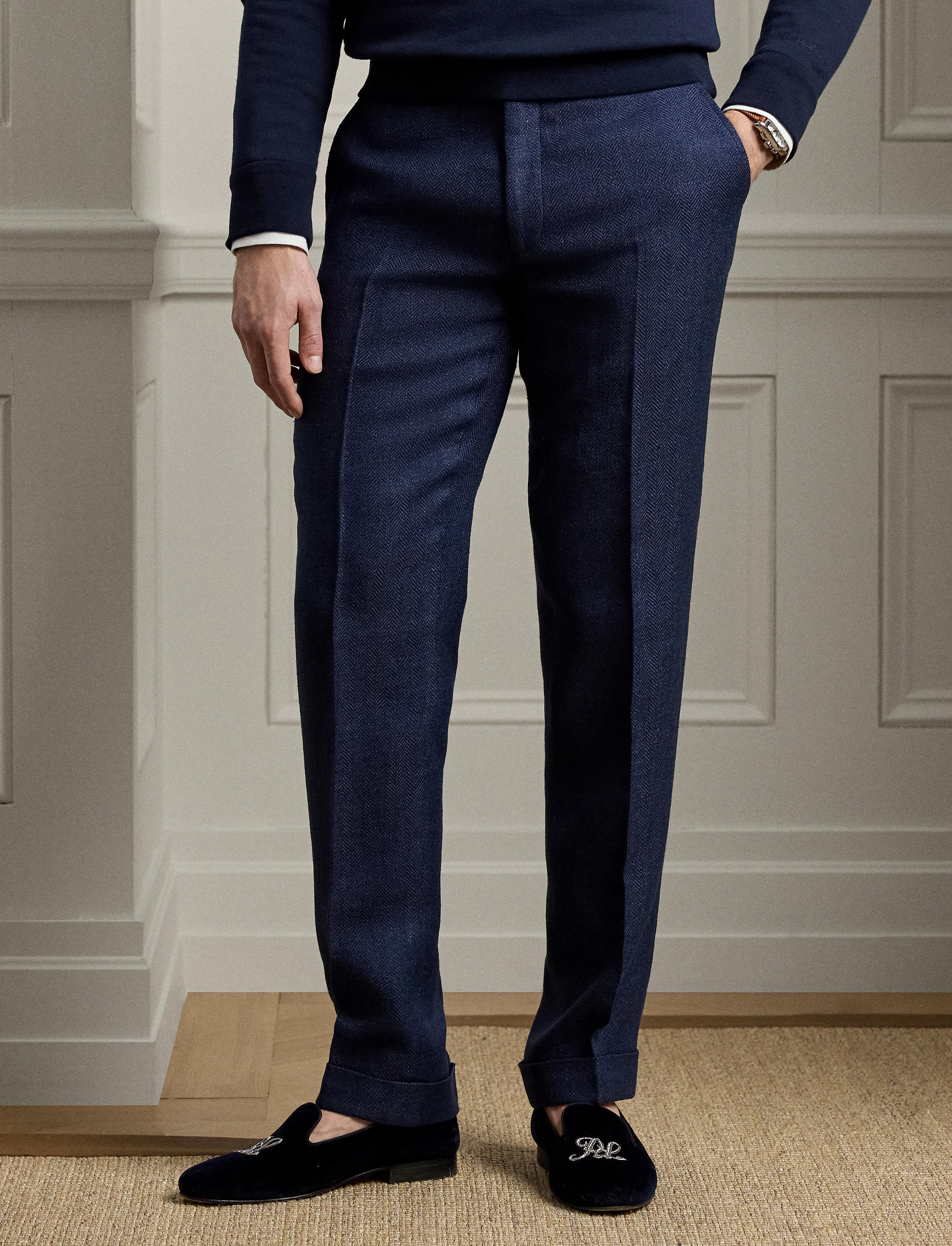 Gregory dress trousers in linen - Navy