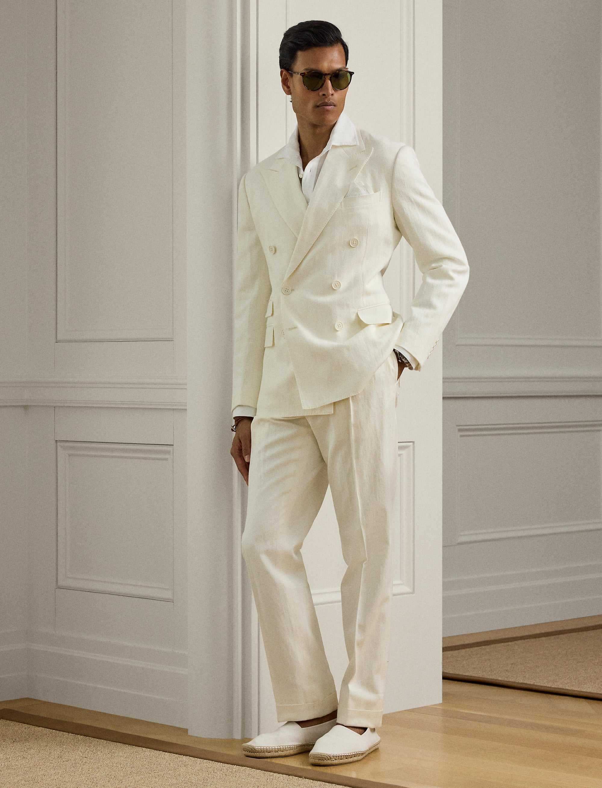 Veste de costume Kent fen lin - Lux Cream