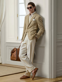 Veste Kent prince-de-galles en soie - Tan & Cream