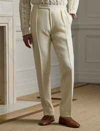 Pantalon de costume Gregory en soie et lin mélangé - Classic Cream