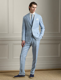 Kent jacket in silk and linen blend - Chambray Blue
