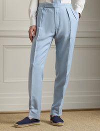 Pantalon Gregory en lin et soie mélangé - Chambray Blue