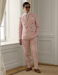 Veste Kent en soie et lin mélangé - Soft Pink