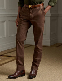 Pantalon chino stretch slim fait main - Chestnut Brown