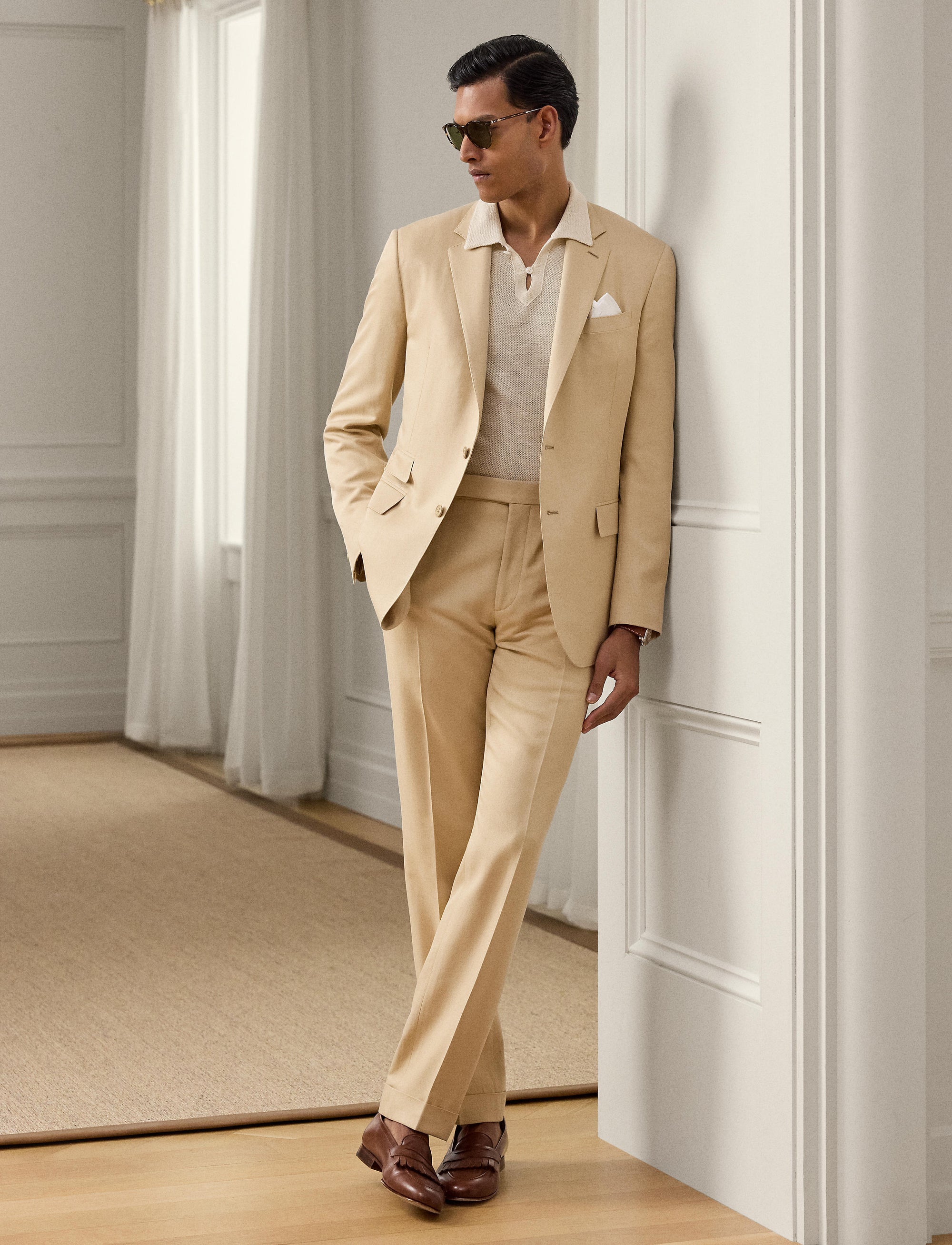 Veste Kent en gabardine de soie - Tan
