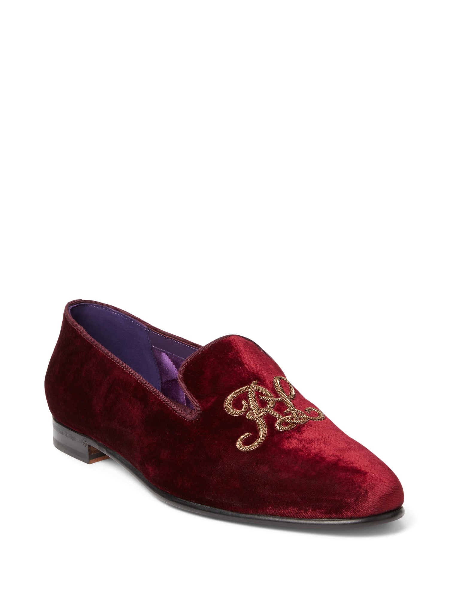Chaussons Alonzo brodés en velours - Crimson