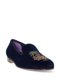 Chaussons brodés Alonzo en velours - Chairman Navy