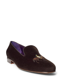Alonzo velvet prancing horse slippers - Luggage Brown