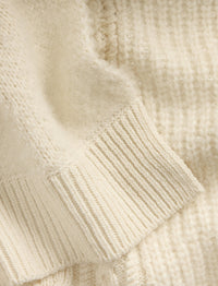 Embellished patchwork scarf in wool and cashmere blend - Classic Cream