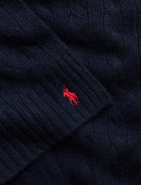 Wool cable knit scarf - Hunter Navy