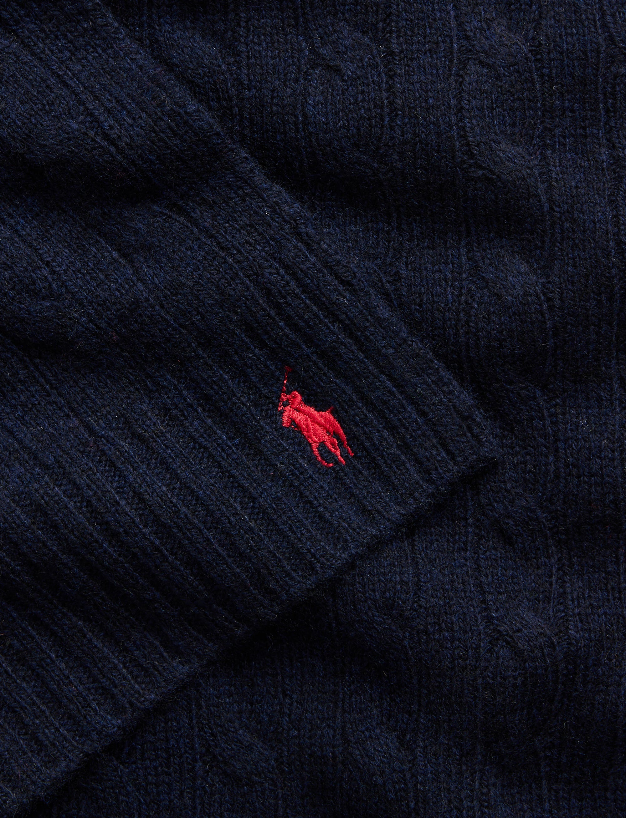 Wool cable knit scarf - Hunter Navy