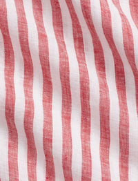 Chemise rayée Custom Fit en lin - Red & White