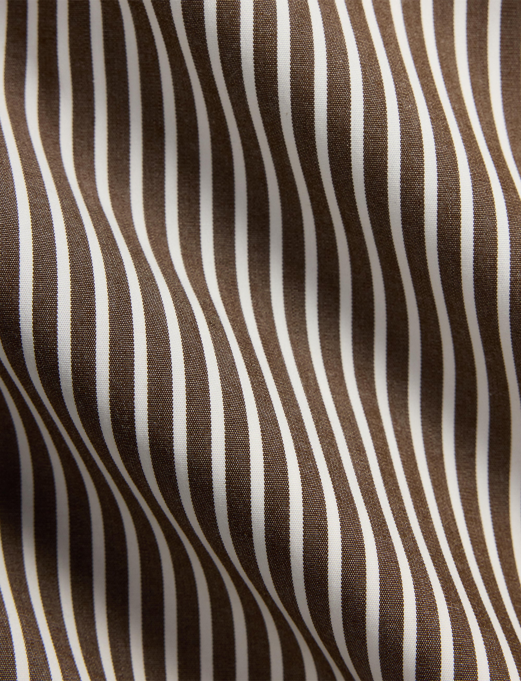 Chemise rayée Custom Fit popeline - Copper Brown & White