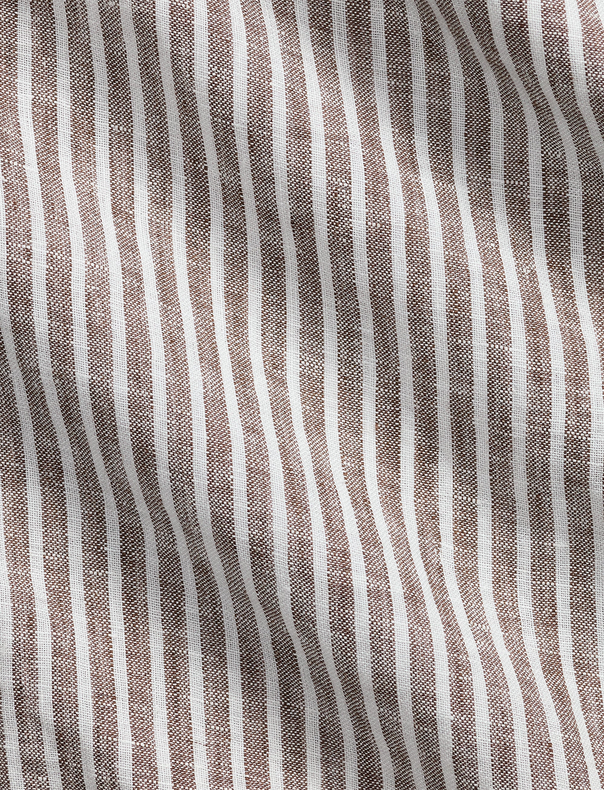 Chemise rayée Custom Fit en lin - Chocolate Mousse & White