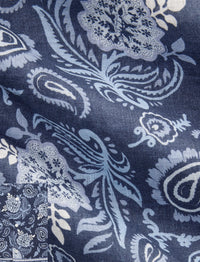 Chemise safari à motif  en lin - Navy Tonal
