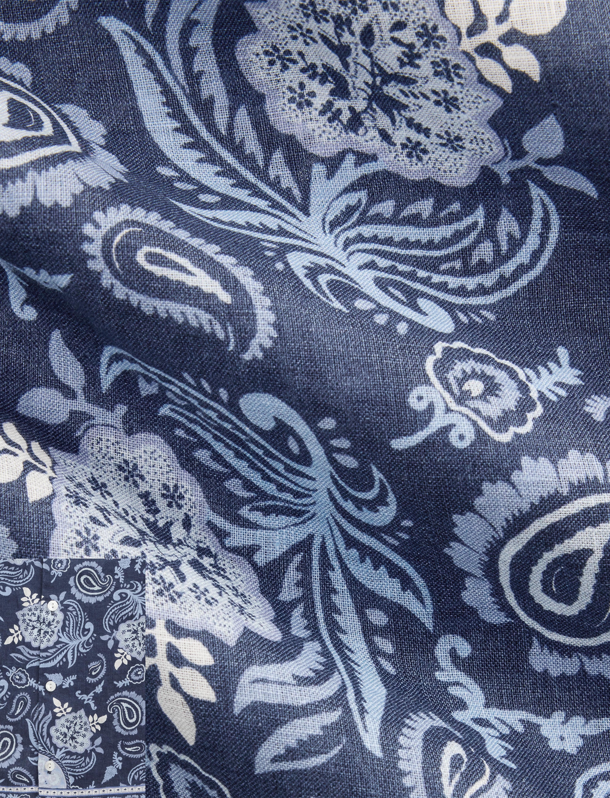 Chemise safari à motif  en lin - Navy Tonal