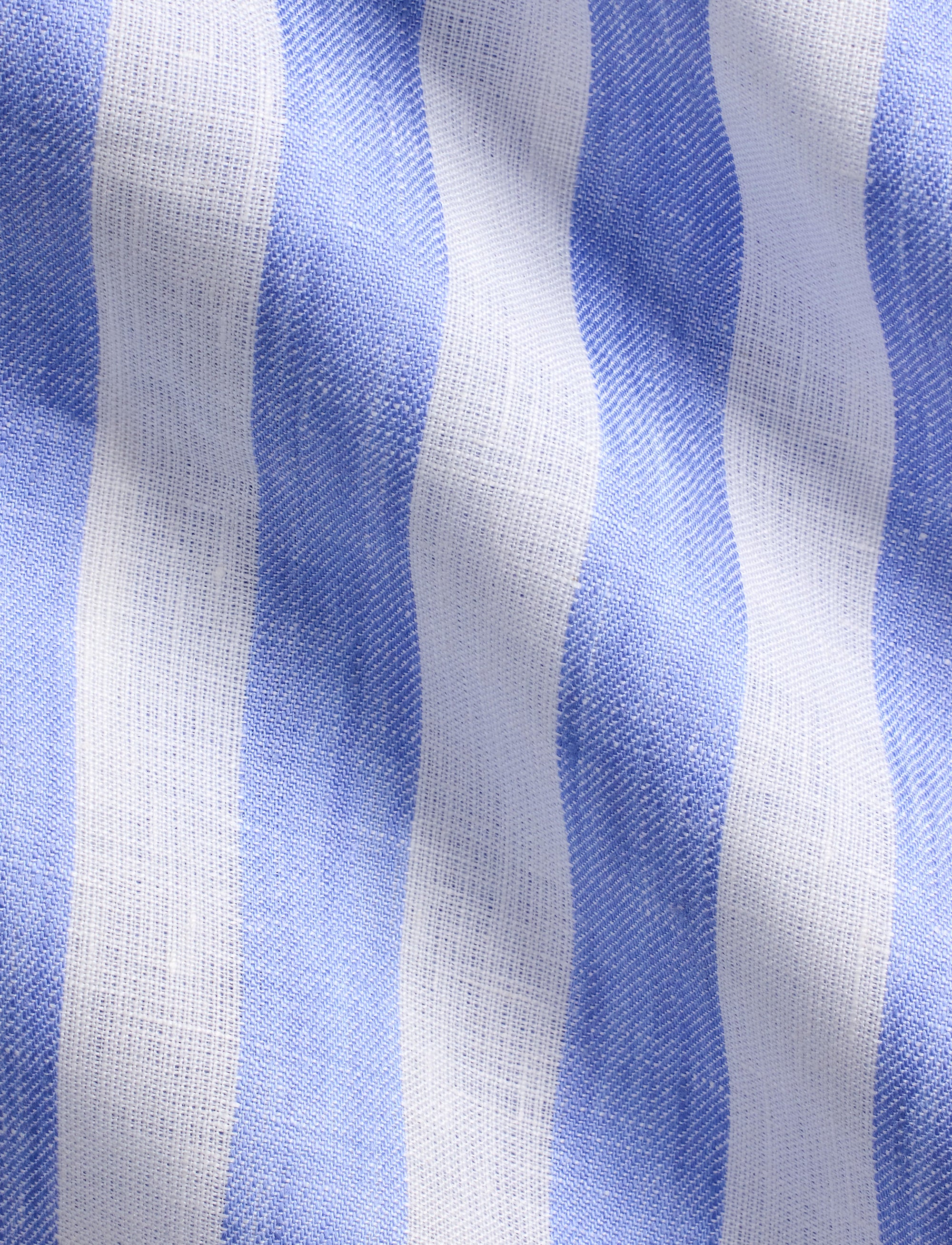 Chemise safari rayée en lin - Cornflower Blue & White