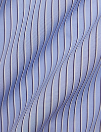 Striped poplin shirt - Light Blue & Navy