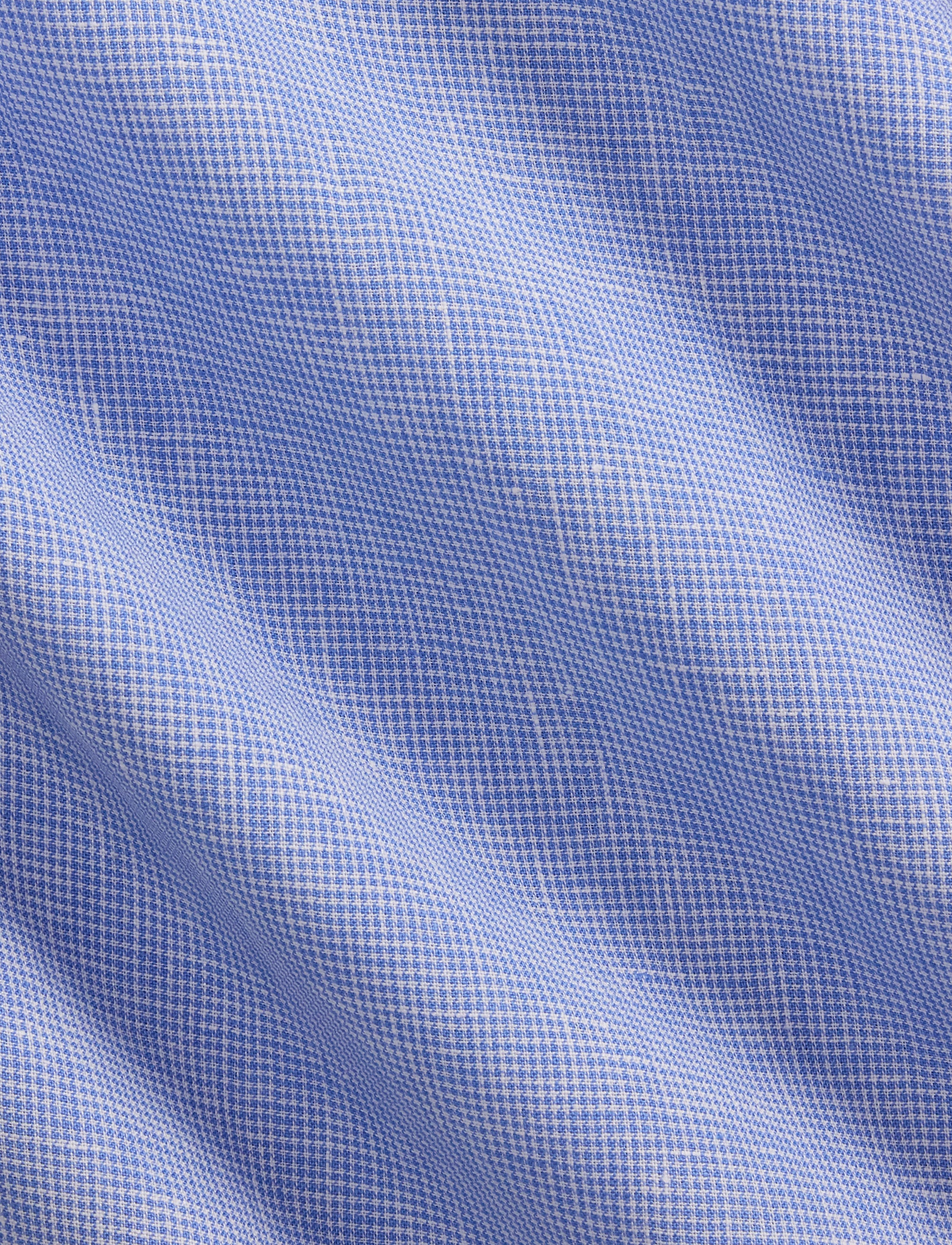 Linen micro houndstooth shirt - Cornflower Blue & White