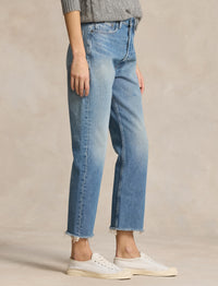 7/8 straight leg high waist jeans - Harlowe Wash
