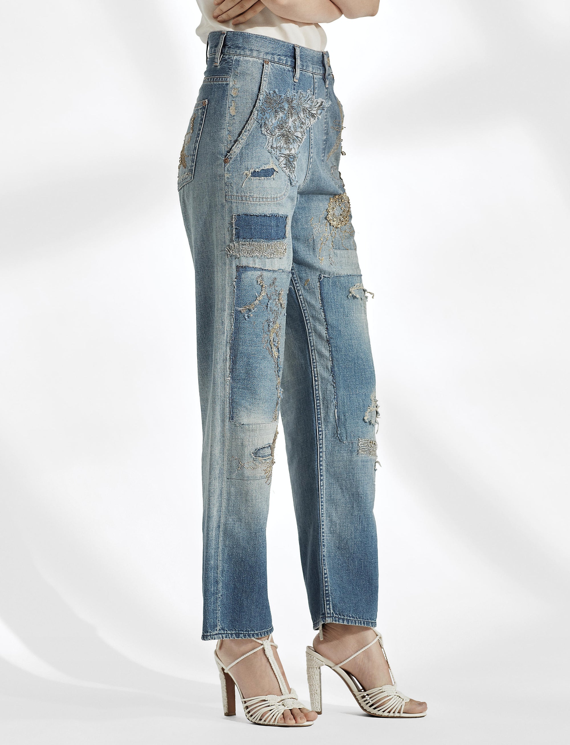 Rosie decorated 7/8 jeans - Indigo