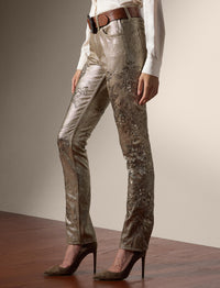160 denim slim jeans with decoration - Champagne