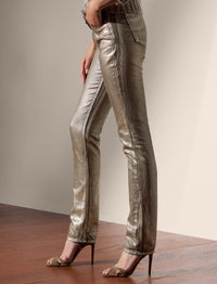 160 slim jeans in coated denim - Champagne