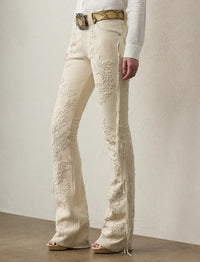 Pantalon Annabeth à franges en daim - Cream