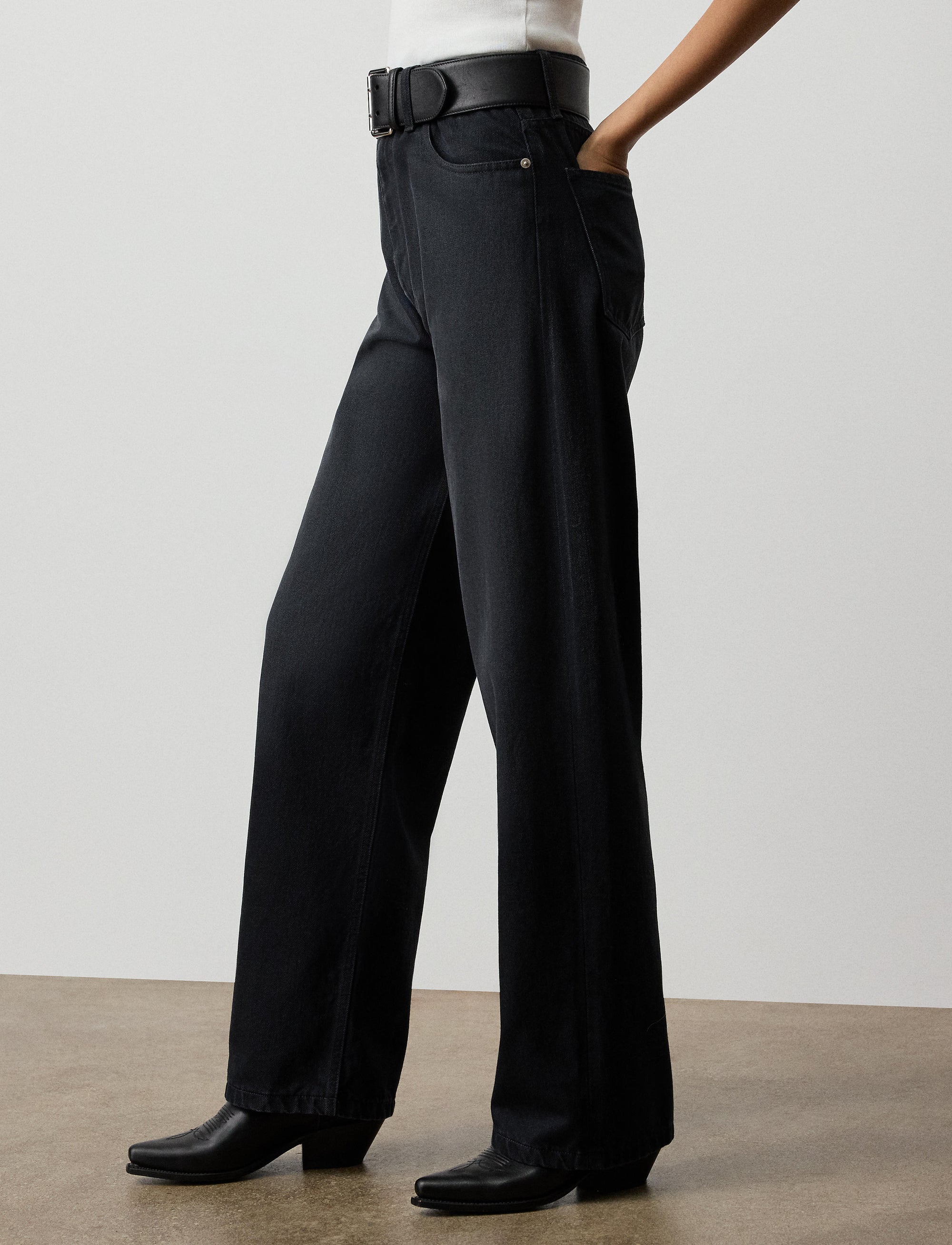 Pantalon droit taille haute - Noir