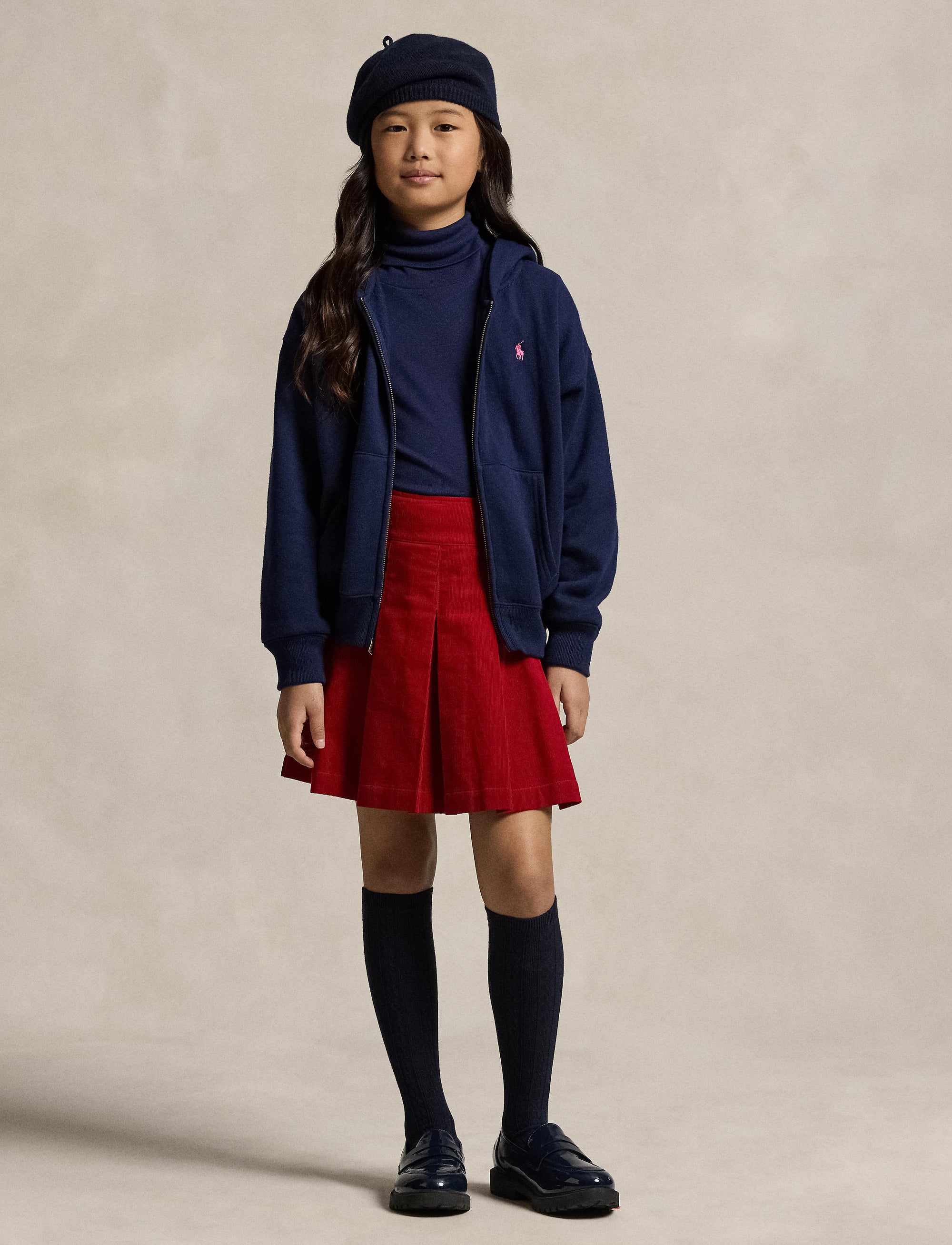 Sweat à capuche zippé en molleton - Newport Navy With College Pink