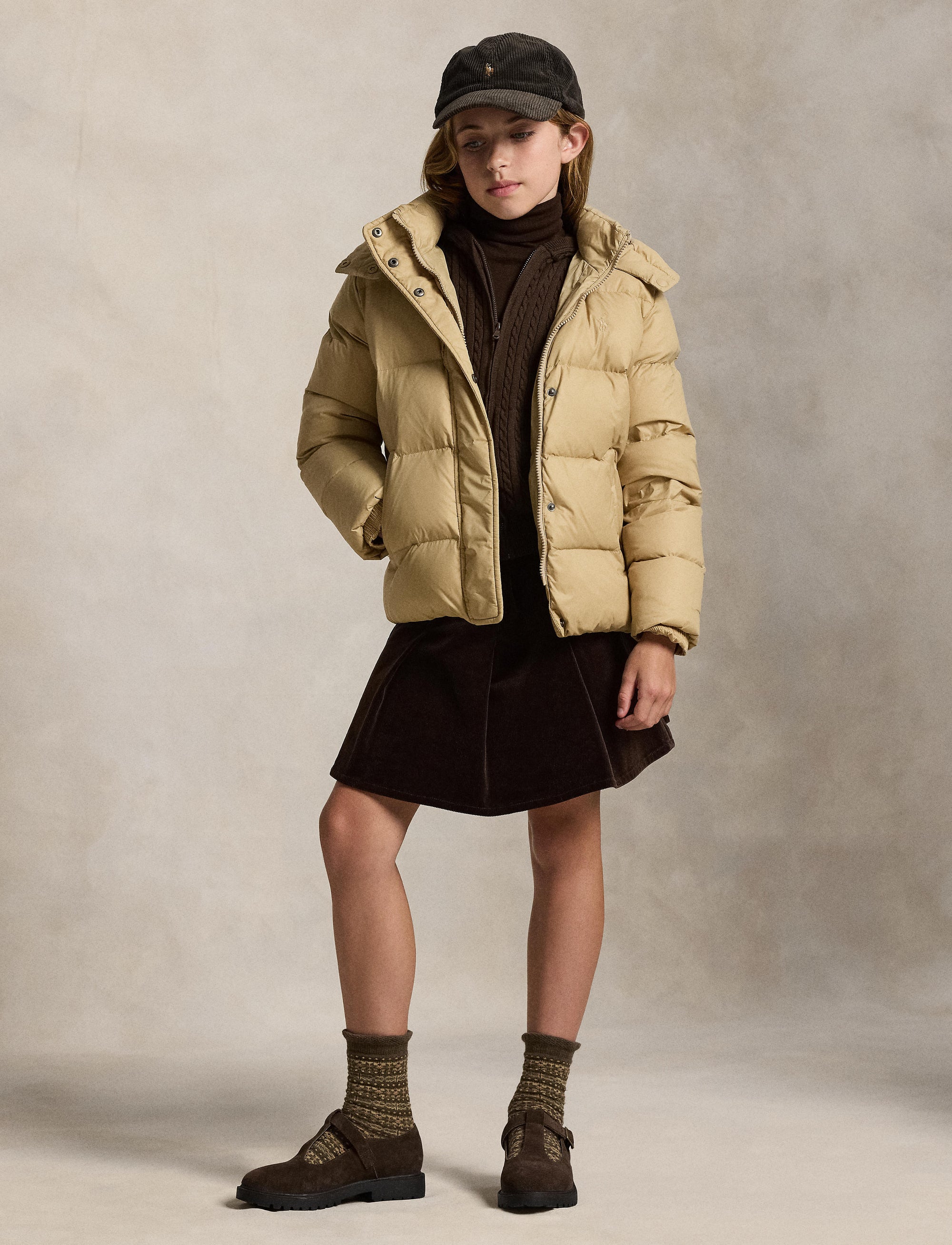Veste à capuche en duvet - Vintage Khaki