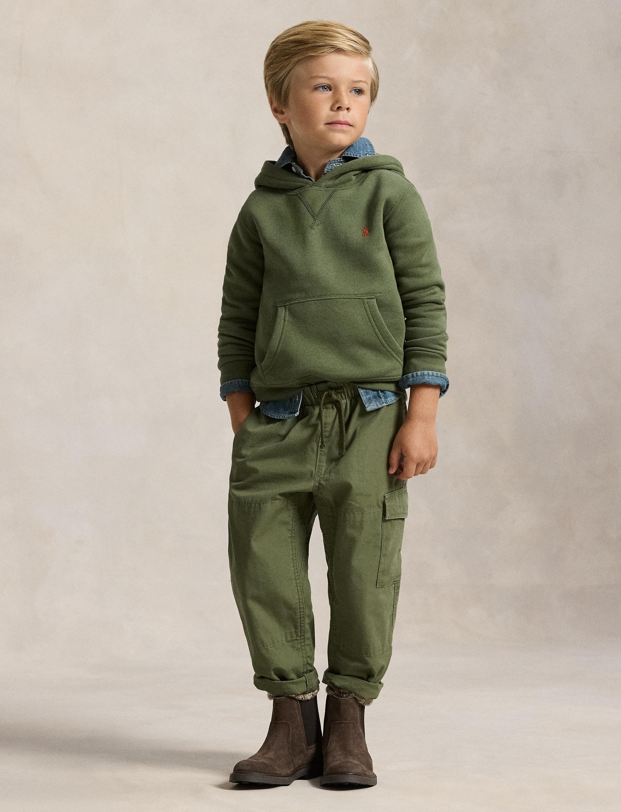 Fleece hoody - Mint Olive