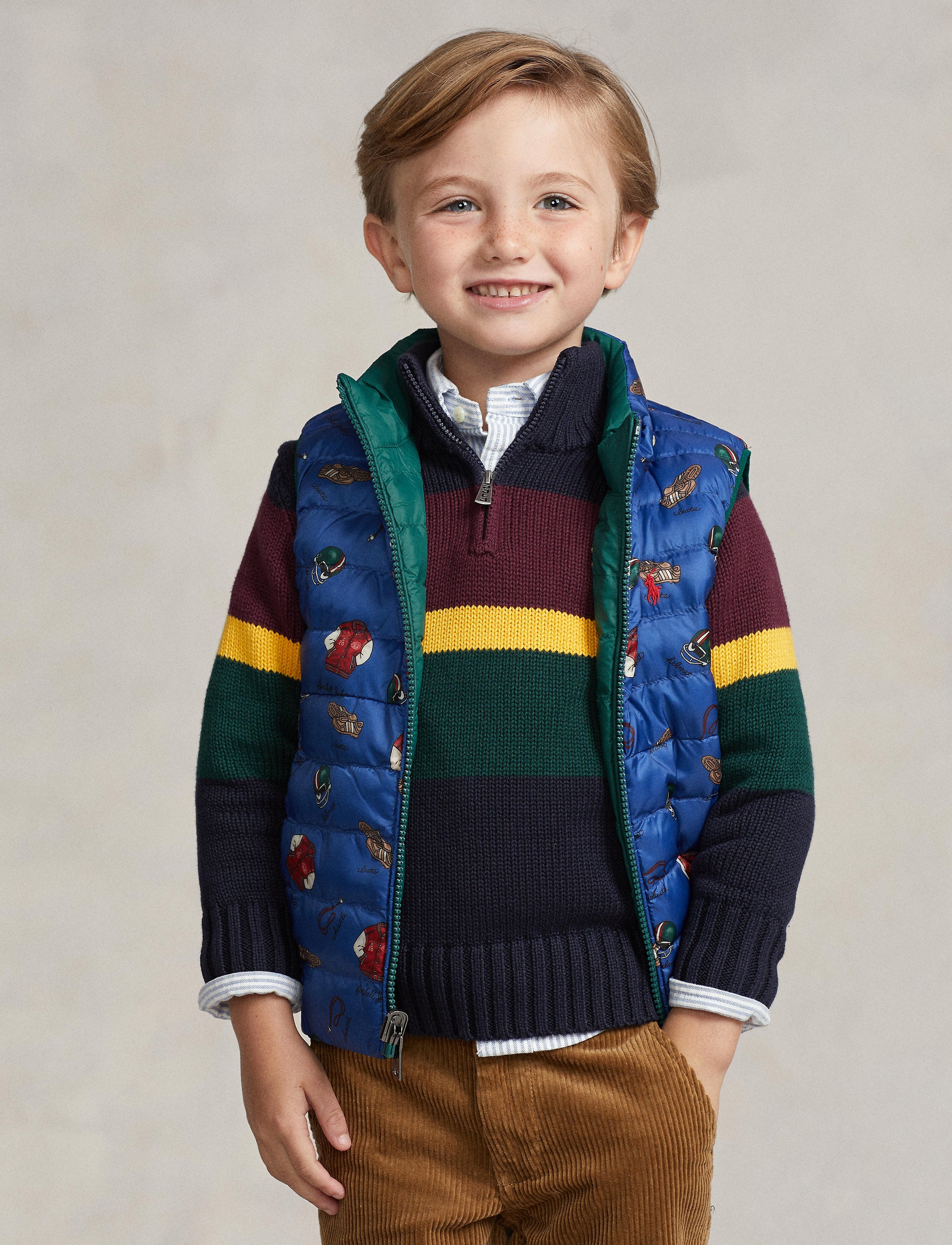 Gilet réversible P-Layer 2 - Tossed Football & Hunter Green