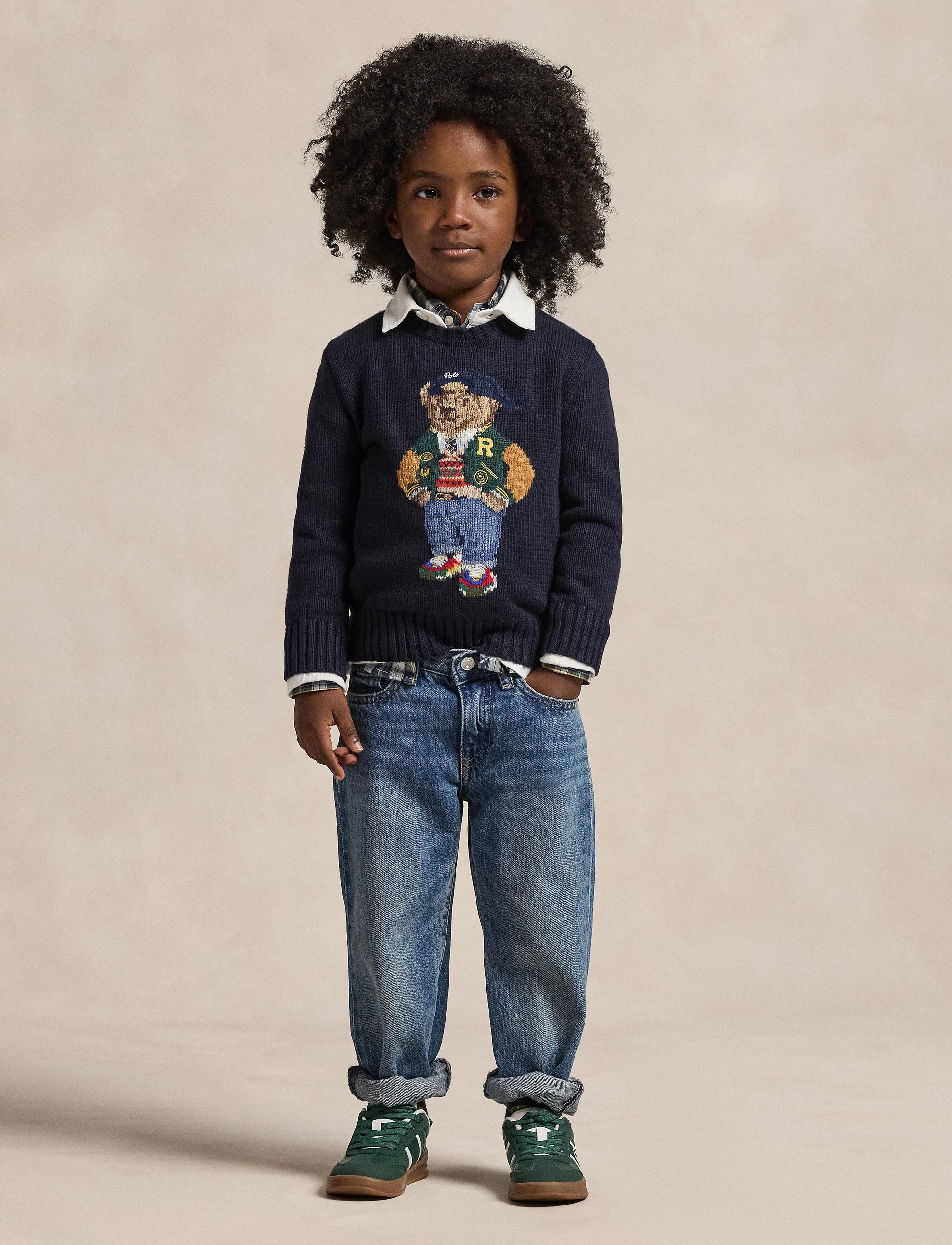 Pull Polo Bear à col rond - Navy Bts Bear