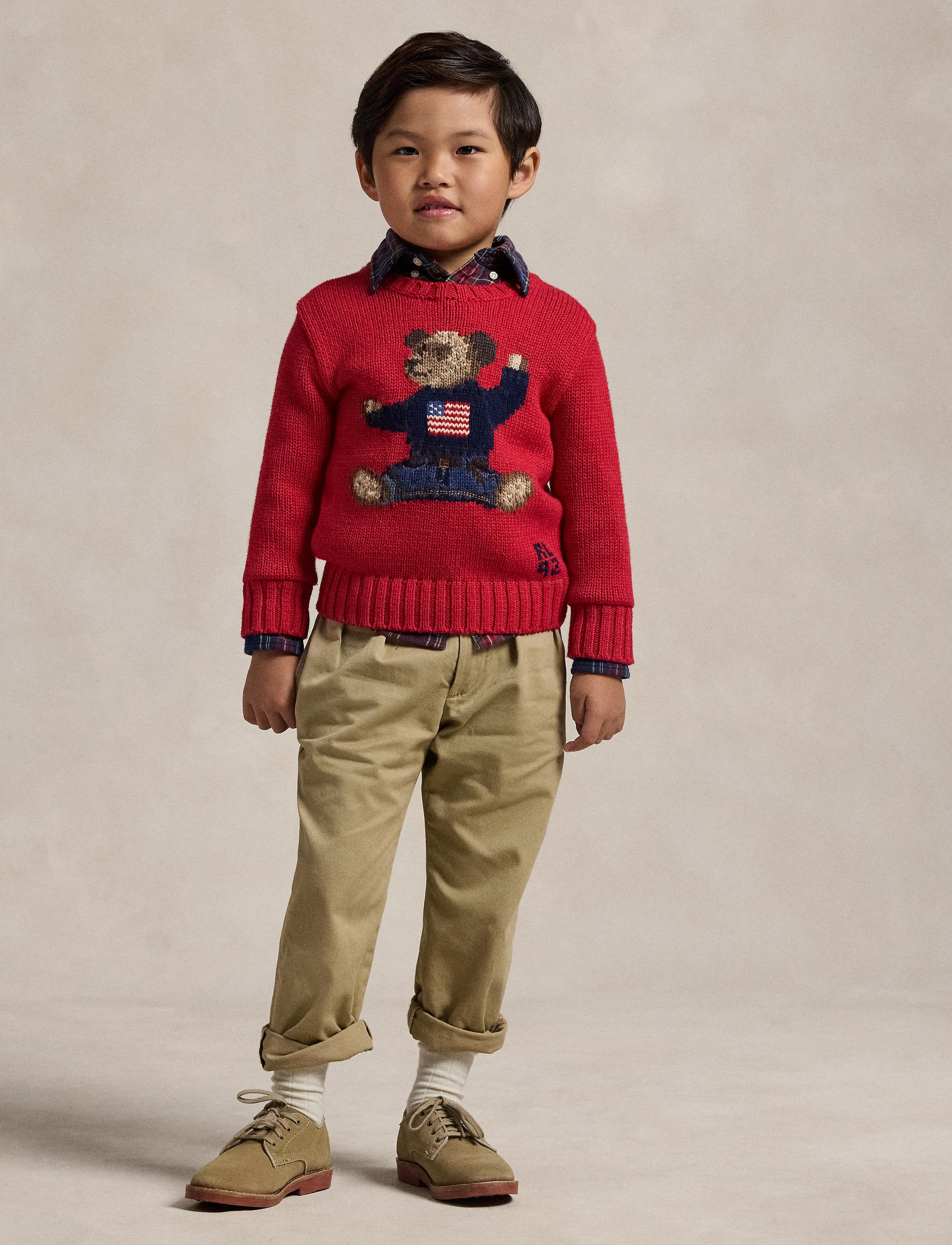 Round-neck Polo Bear jumper - Red Bear